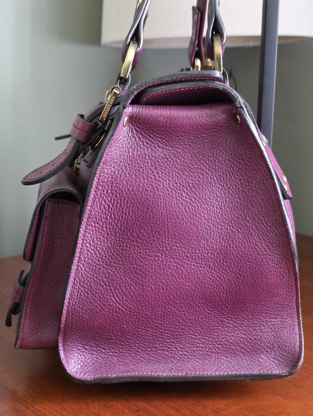 Mulberry Roxanne Purple Darwin Leather Satchel Shoulder Bag Gold Hardware Y2K - Picture 2 of 16
